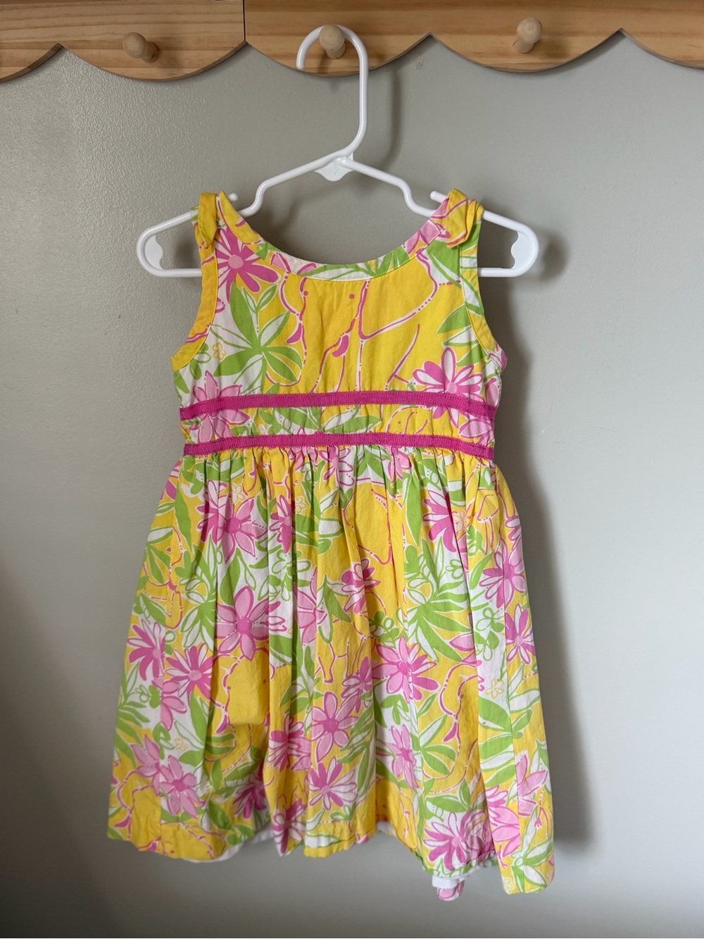 Lilly Pulitzer Girls 4T Yellow Pink Green White Floral Sleeveless Sundress
